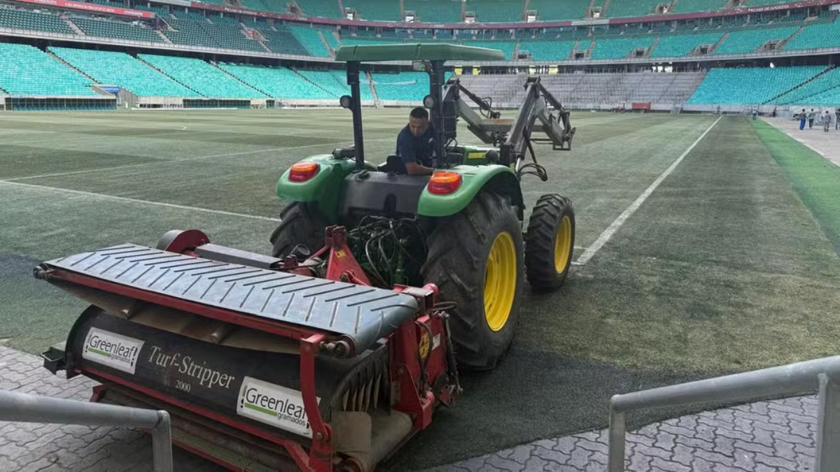 Alvo de críticas, gramado da Arena Fonte Nova começa a ser trocado; veja previsão