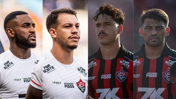 Equipe titular do Vitória tem desfalques e retornos para o duelo contra o Internacional; saiba mais 1 Jogadores do Vitória que desfalcam e retornam ao time - Fotos: Victor Ferreira/EC Vitória