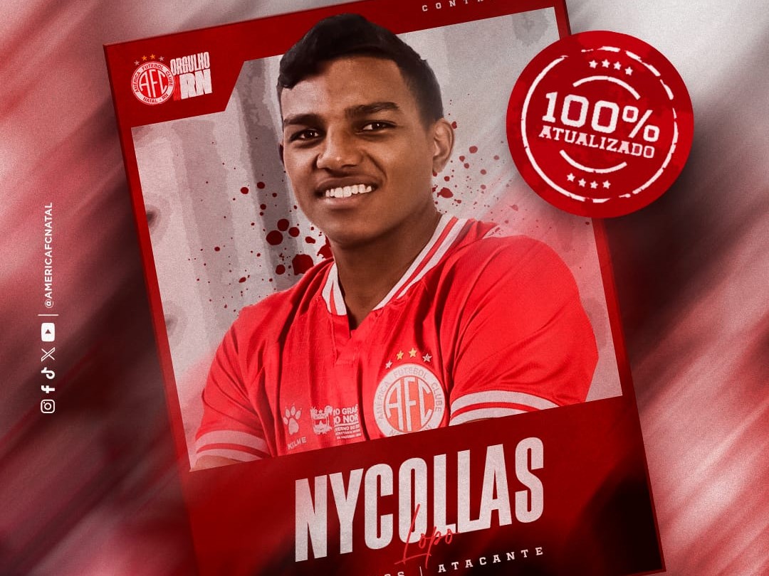 América-RN anuncia contratação do atacante Nycollas, formado na base do Santos