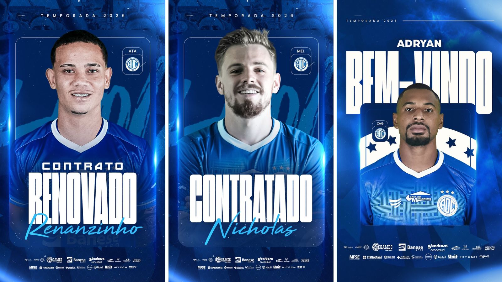 Confiança anuncia trio de reforços para temporada de 2026