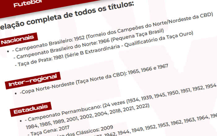 Náutico atualiza site com títulos brasileiros de 1952 e 1966; clube vai protocolar na CBF