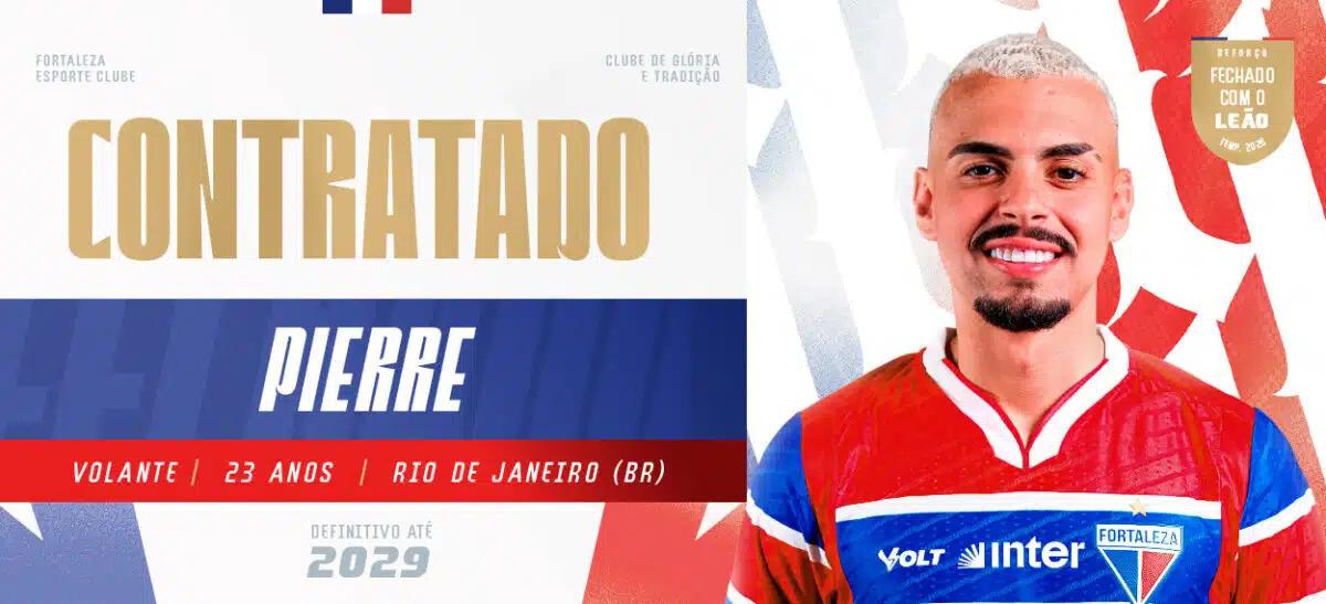 Fortaleza oficializa compra do volante Pierre e firma contrato até 2029