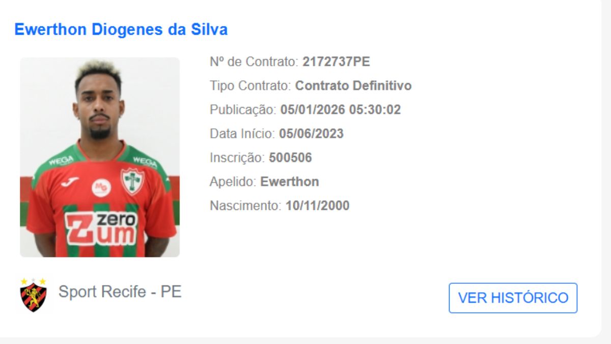 Sport acerta saída em definitivo do lateral-direito Ewerthon para a Portuguesa-SP