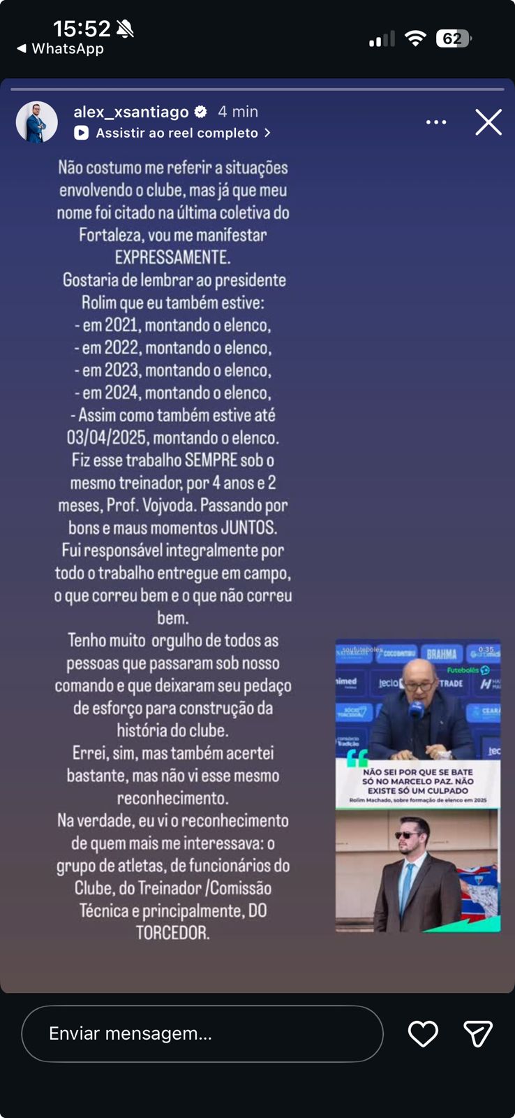 Presidente do Fortaleza aponta outros culpados além de Marcelo Paz por insucesso do clube em 2025 2 Alex Santiago - Fortaleza