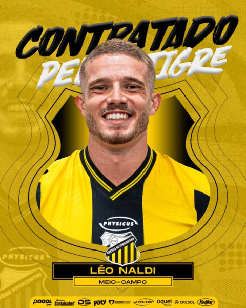 Léo Naldi é o novo volante do Novorizontino - Foto: Reprodução/Redes Sociais