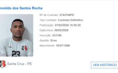 Eron é regularizado e atacante vira reforço no Santa Cruz