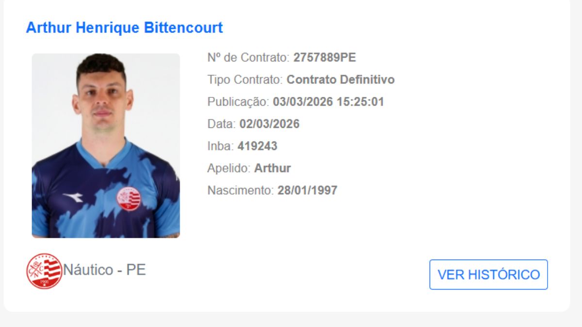 Goleiro Arthur é regularizado e vira reforço no Náutico para a Série B