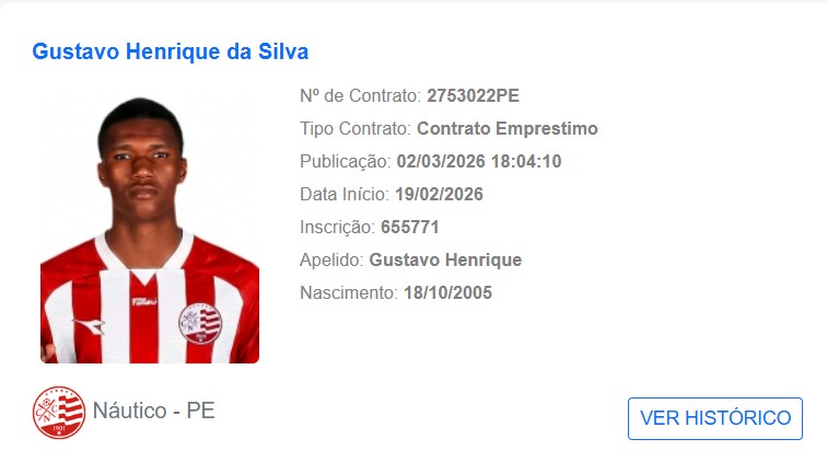 Náutico: Zagueiro Gustavo Henrique é regularizado antes de ser anunciado pelo clube