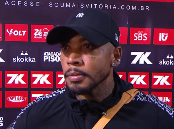 Cobrador do pênalti decisivo, Marinho dá mérito de vaga do Vitória na final do Baianão para Lucas Arcanjo: "Muito mais responsável que eu" 2 Marinho na zona mista - Foto: Reprodução/TVE Bahia