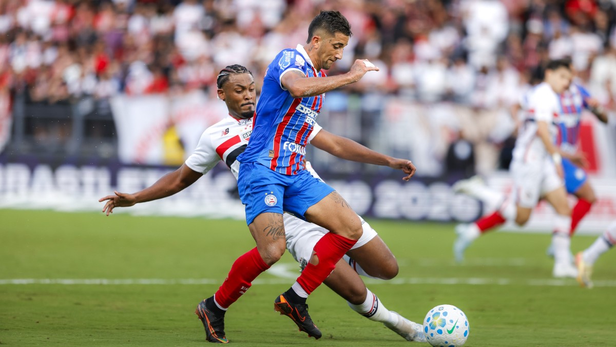 Cristian Kike Olivera, atacante do Bahia, em jogo contra o São Paulo pela Série A