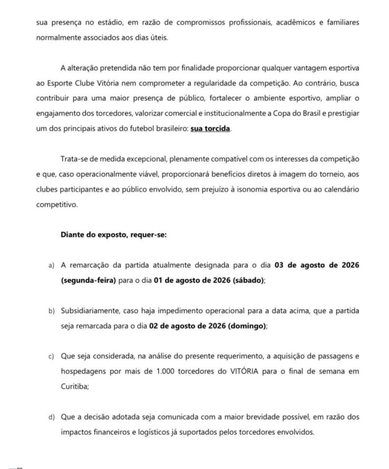 Vitória envia ofício na CBF e pede alteração na data de jogo pela Copa do Brasil 2 Posts