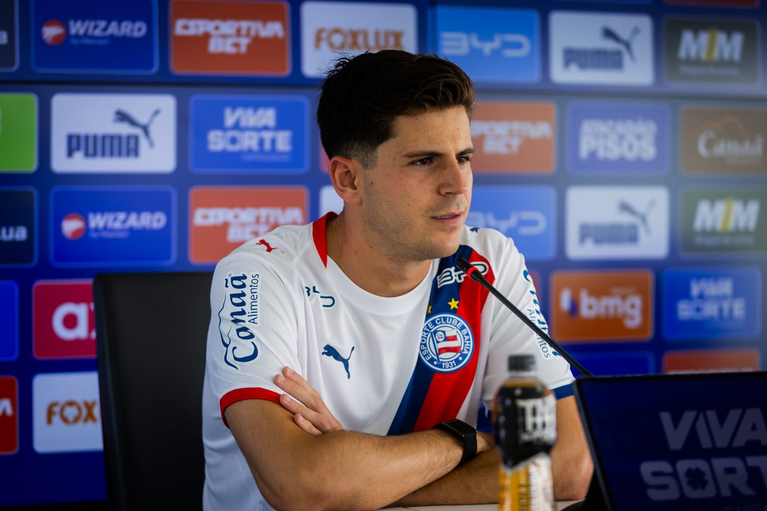 Apresentado no Bahia, Marco Moreno ressalta boa recepção e projeta evolução no Tricolor: “Pouco a pouco vão ver minhas qualidades”