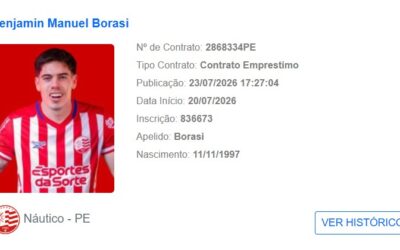Regularizado no BID da CBF, Benjamín Borasi fica à disposição do Náutico para estrear contra o Criciúma na Série B