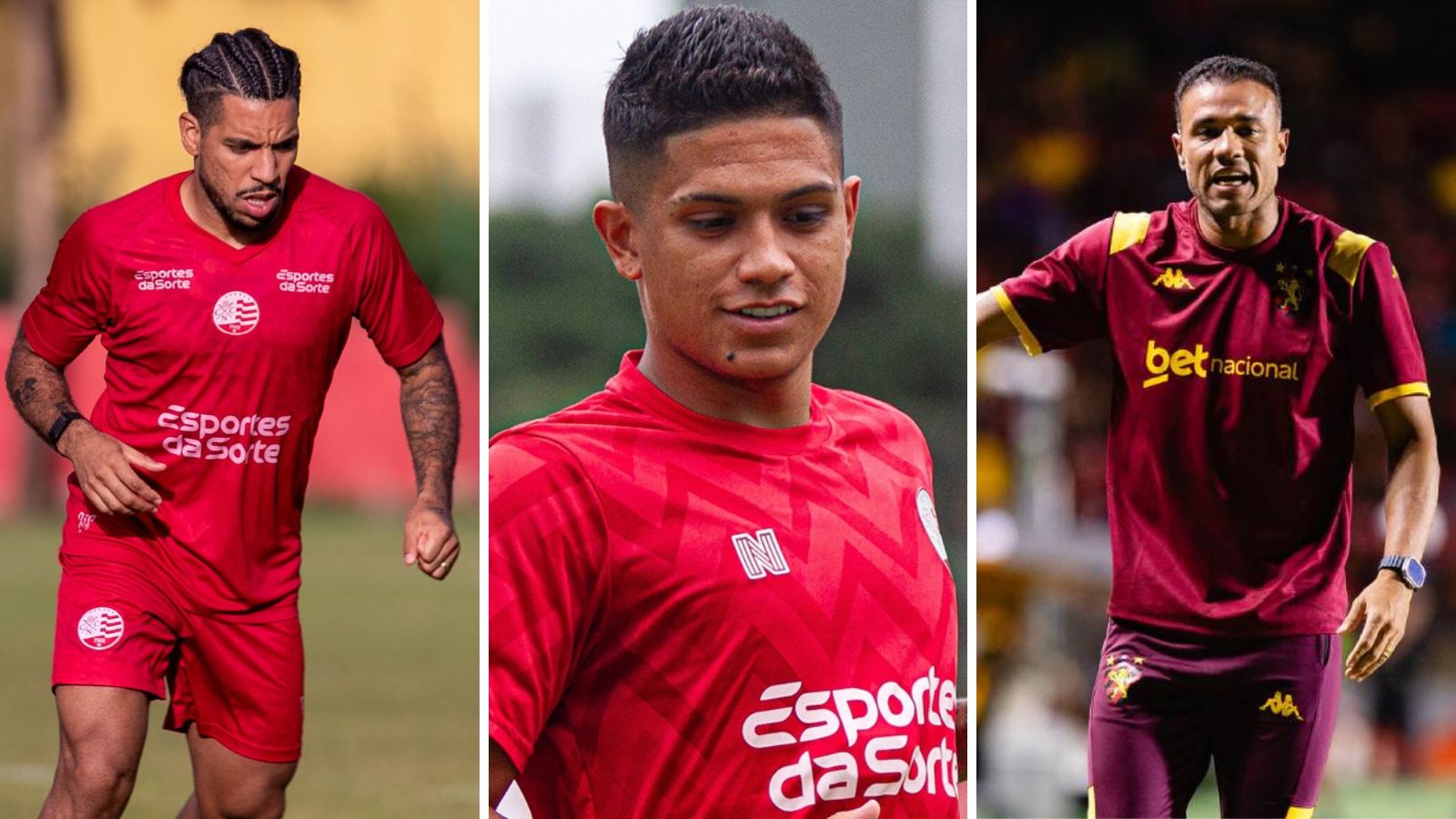 Contra o Atlético-GO, Náutico irá reencontrar ex-jogadores e o técnico Roger Silva 1 Yuri Silva, Gustavo Maia e Roger Silva - Náutico