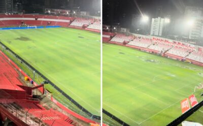 Após fortes chuvas no Recife, gramado dos Aflitos fica prejudicado horas antes de Náutico x Ceará pela Série B; veja vídeo
